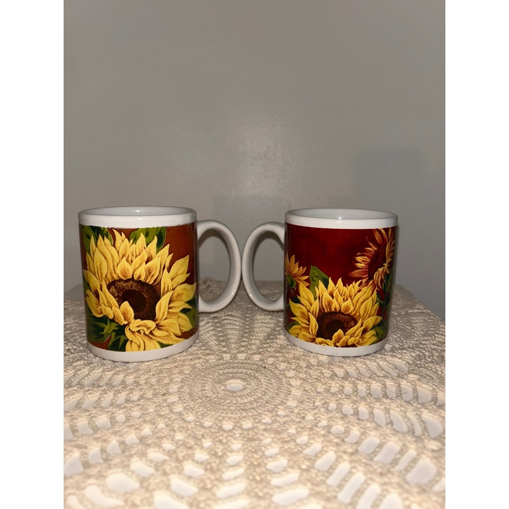 Cracker Barrel Family Blessings Sunflower Fall Coffee Mug Set of 2 Ceramic